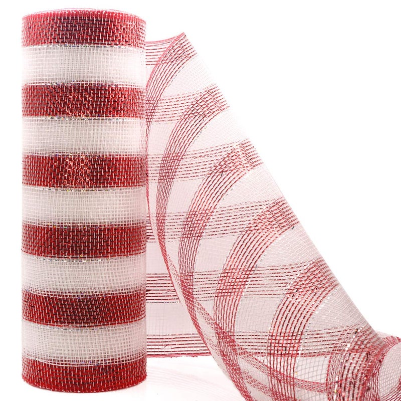 Koopi Deco Mesh 10 inch x 10 Yards Each Roll, Metallic Foil Poly Mesh Ribbon Red, Royal, White Set for Wreaths, Swags, Craft, Party and Decorating Supplies - 4 Rolls - Image 5